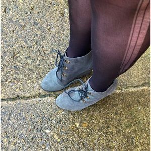Well worn grey suede wedges. Size 9.5